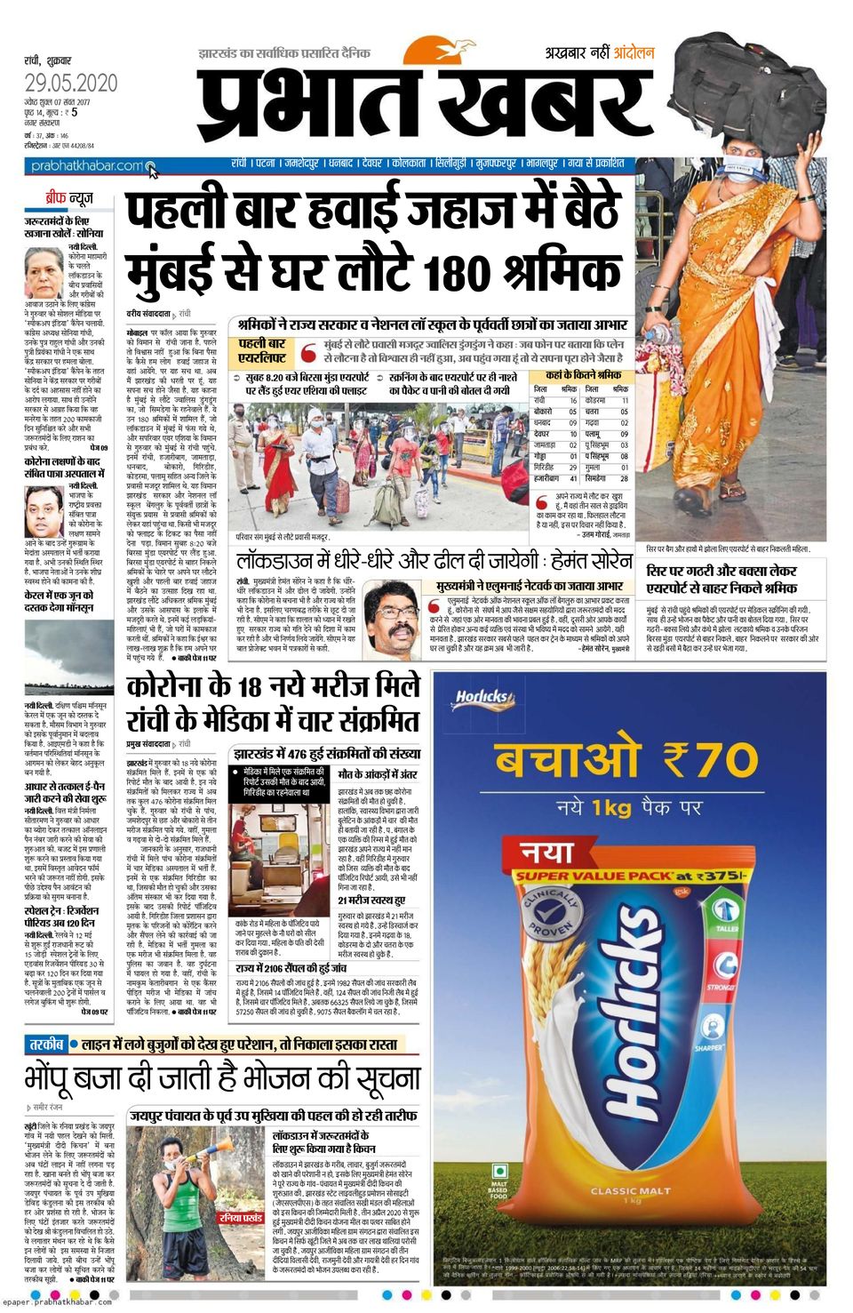 Prabhat Khabar Ranchi-May 29, 2020 Newspaper - Get your Digital