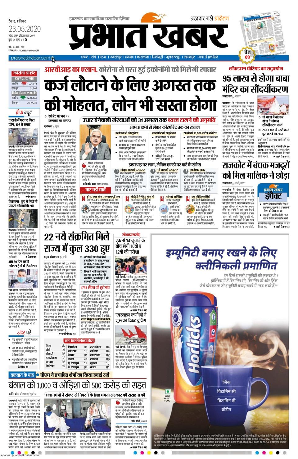 Prabhat Khabar DeogharMay 23, 2020 Newspaper Get your Digital