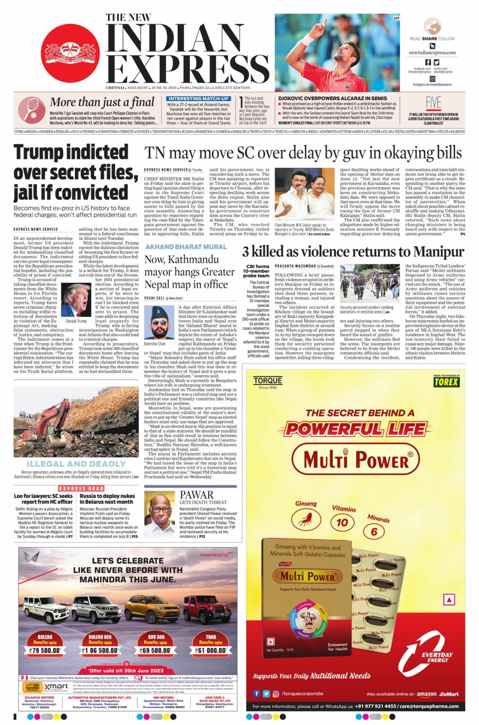 Get digital access to The New Indian Express Chennai - June 10, 2023 ...