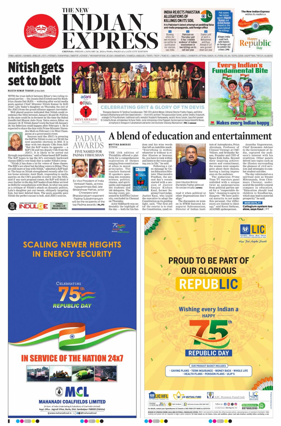 Get digital access to The New Indian Express Chennai - January 26, 2024 ...