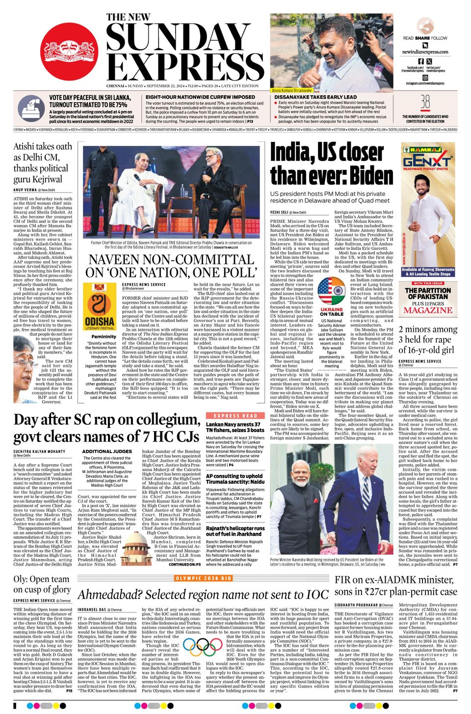 Get digital access to The New Indian Express Chennai - September 22 ...