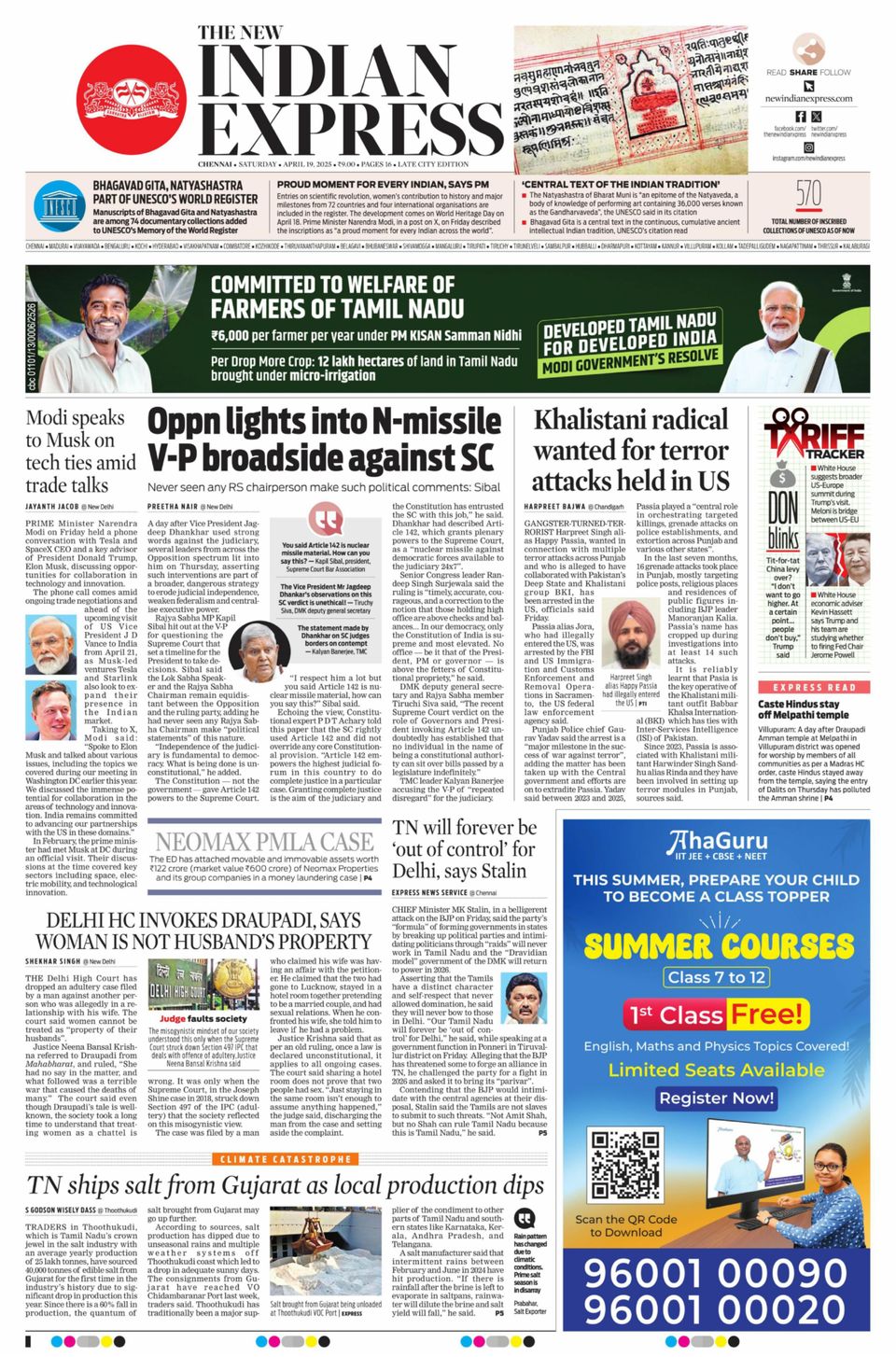 Get digital access to The New Indian Express Chennai - April 19, 2025 ...