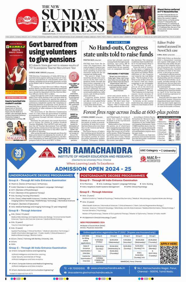 The New Indian Express Vishakapatnam