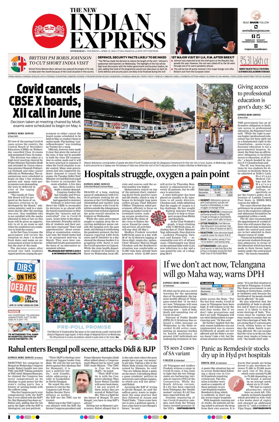 The Hindu BangaloreApril 15, 2021 Newspaper Get your Digital