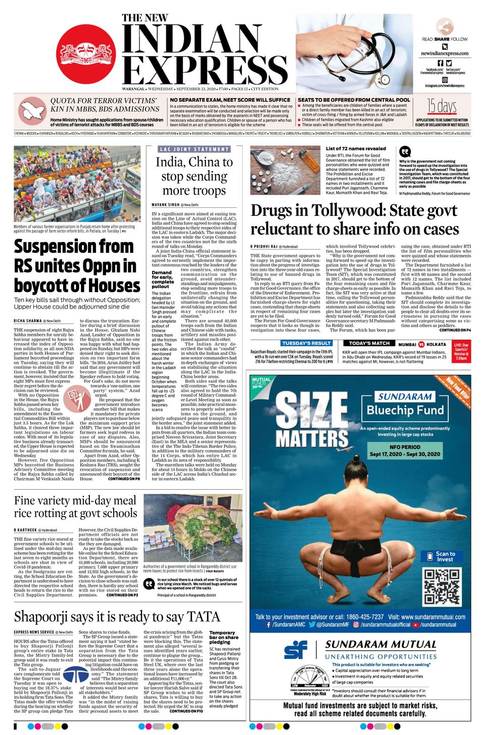 The New Indian Express Warangal-September 23, 2020 Newspaper
