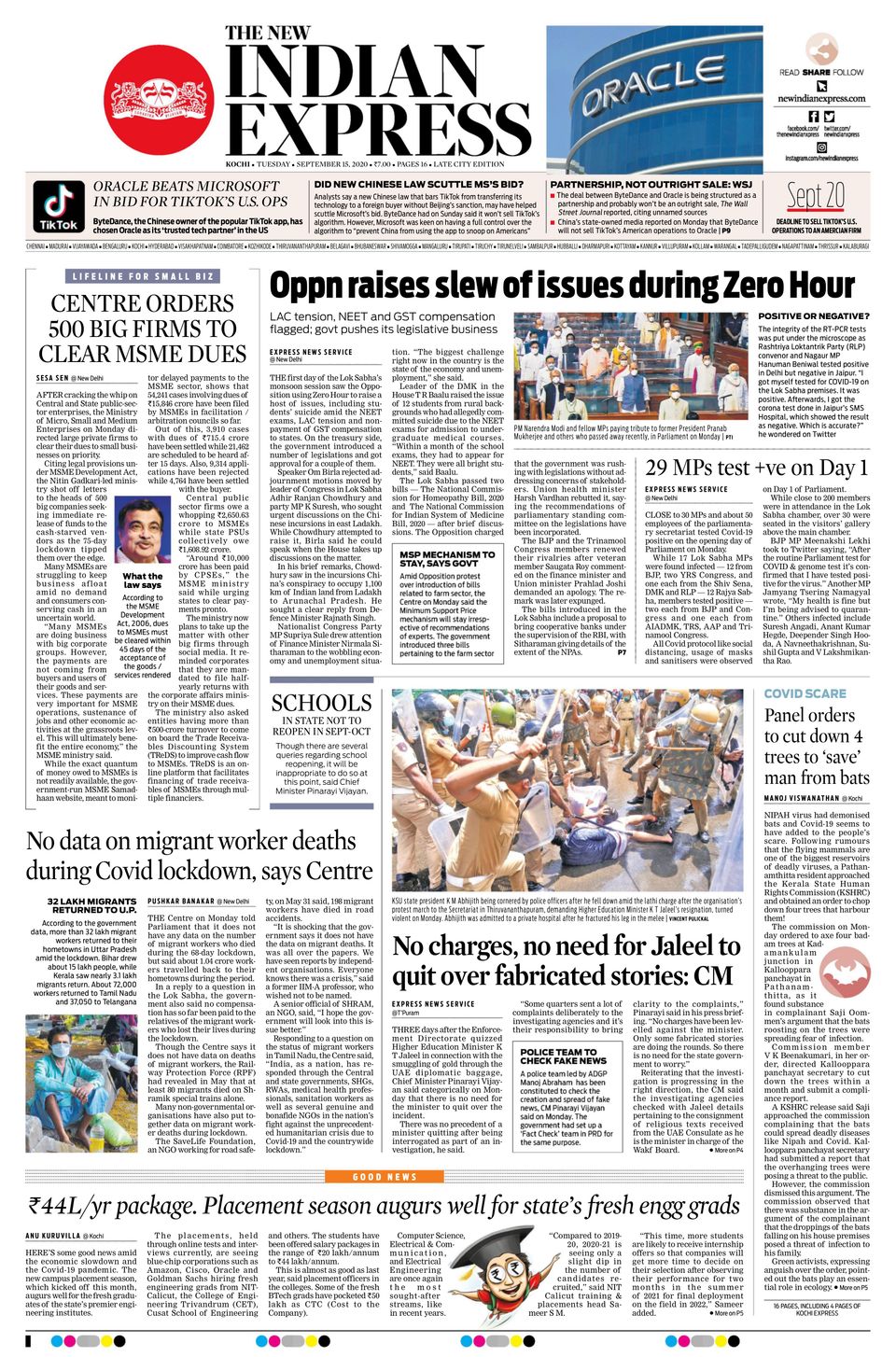 The New Indian Express KochiSeptember 15, 2020 Newspaper