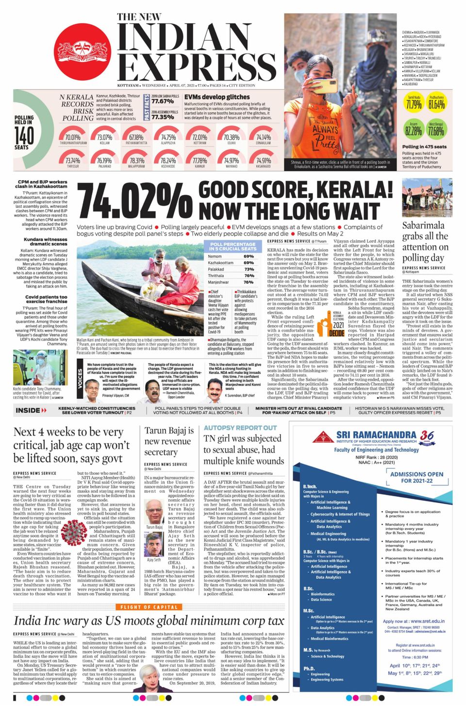 The Hindu HyderabadApril 07, 2021 Newspaper Get your Digital Subscription