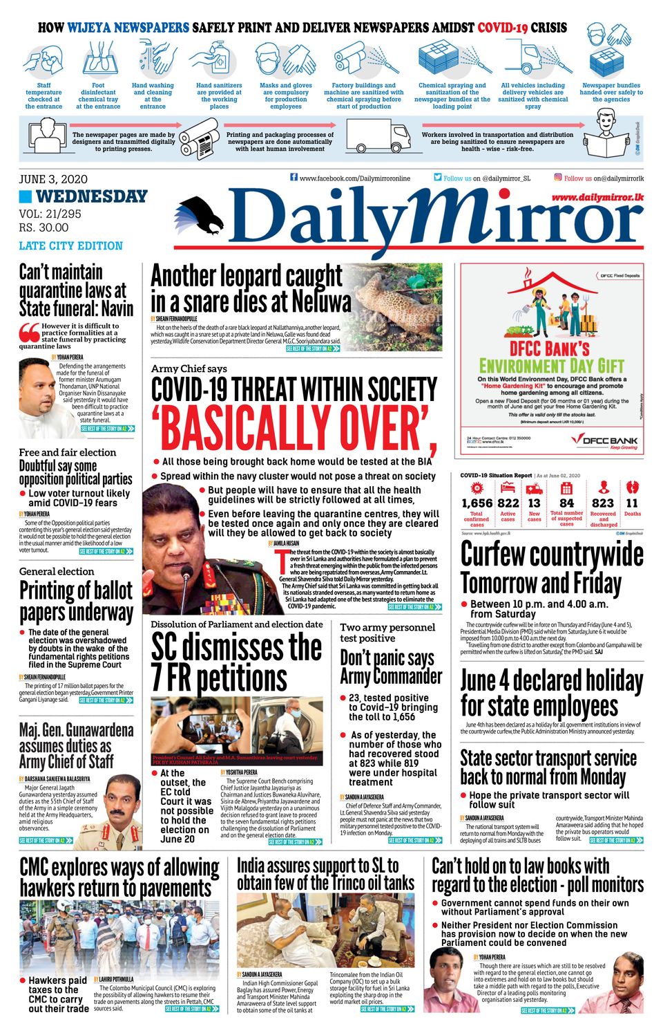 Daily Mirror - Sri Lanka-June 3, 2020 Newspaper