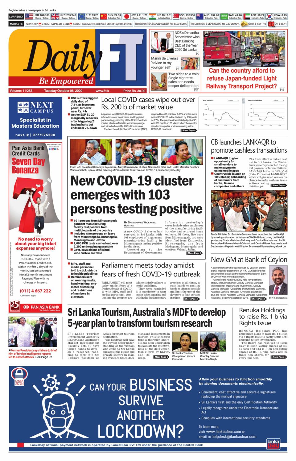 Ft Magazine Paper Daily FT-October 06, 2020 Newspaper - Get your Digital Subscription