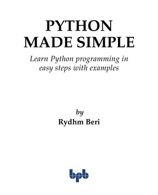 Python Made Simple  Cover - First Edition 2019 Edition