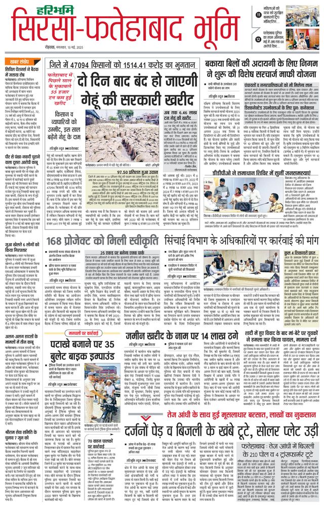 Haribhoomi Rohtak Sirsa