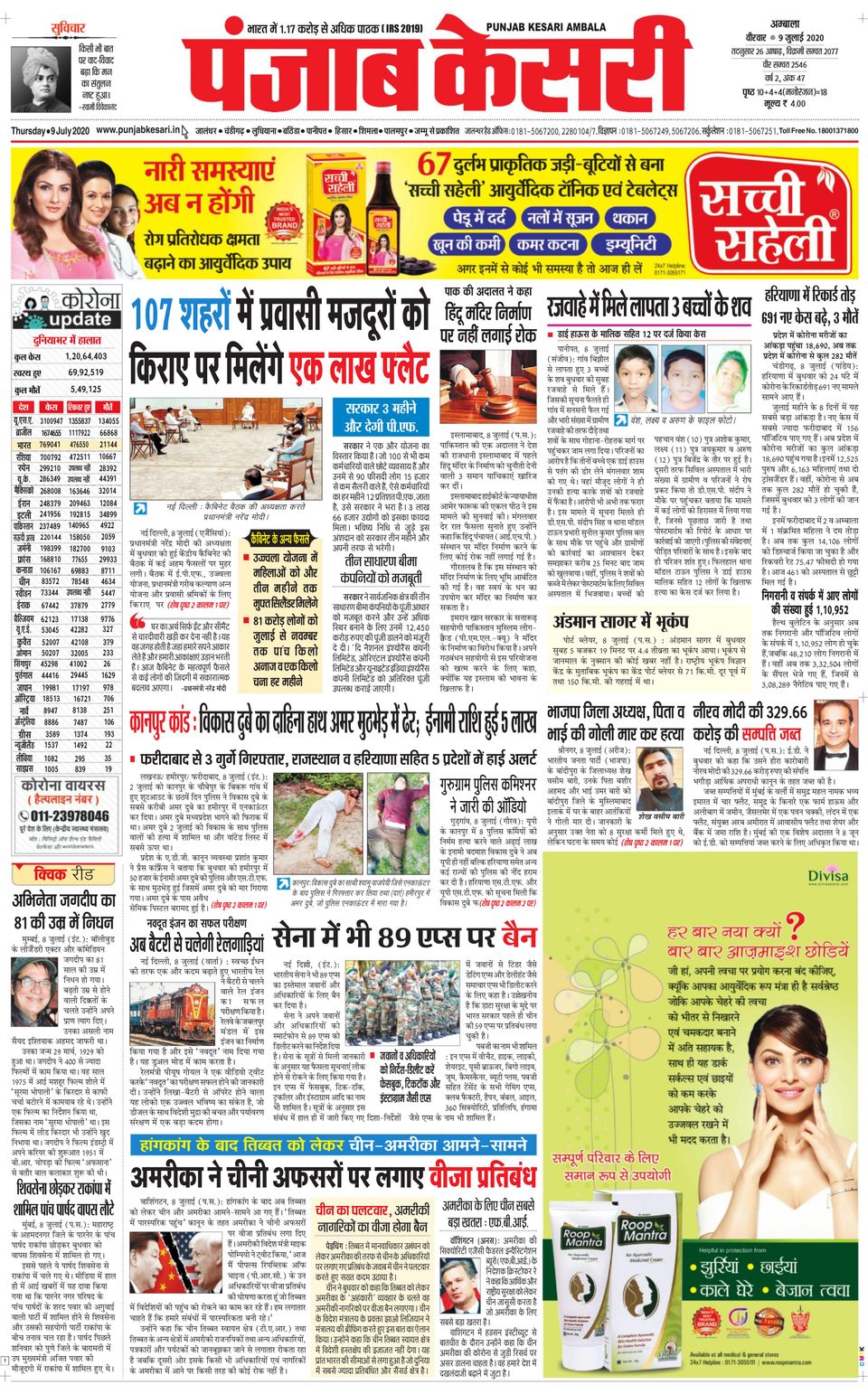 Punjab Kesari AmbalaJuly 9, 2020 Newspaper Get your Digital Subscription