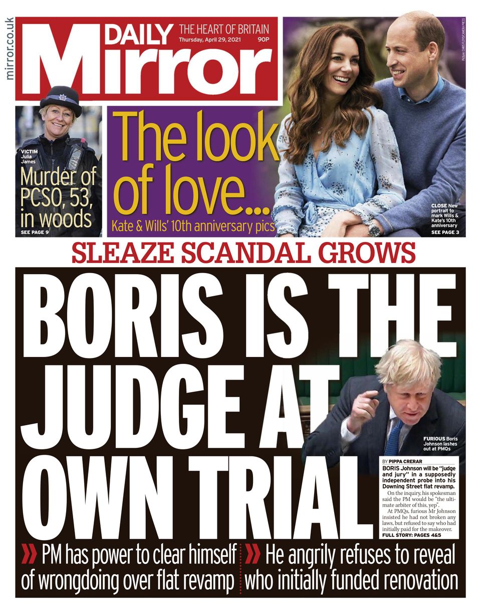 Daily Mirror UKApril 29, 2021 Newspaper Get your Digital Subscription