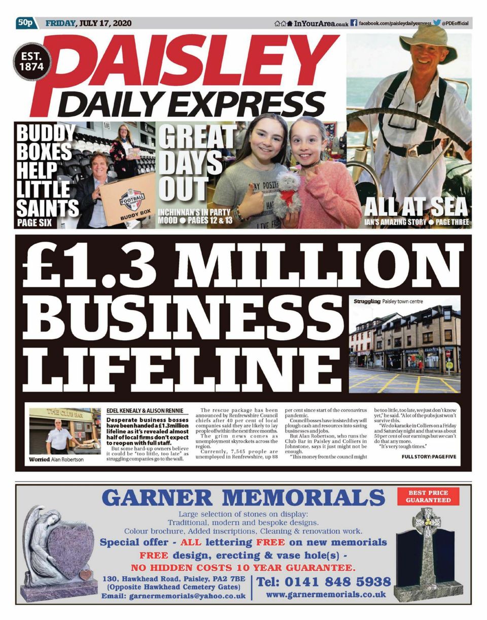 Paisley Daily ExpressJuly 17, 2020 Newspaper Get your Digital