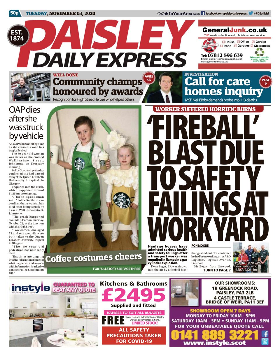 Paisley Daily Express November 03 2020 Newspaper