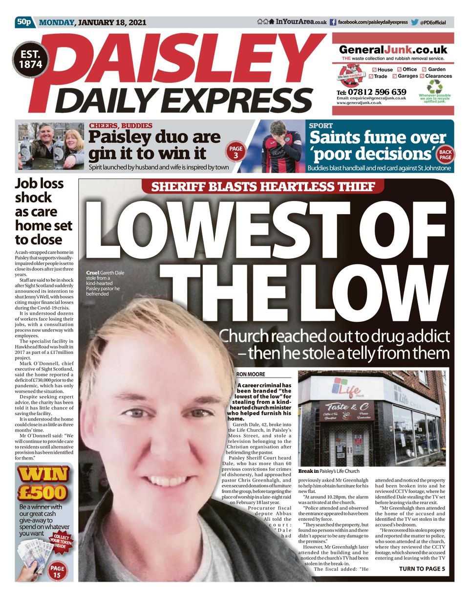 Paisley Daily Express January 18 2021 Newspaper