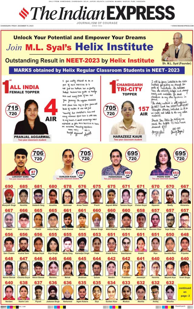 The Indian Express Chandigarh