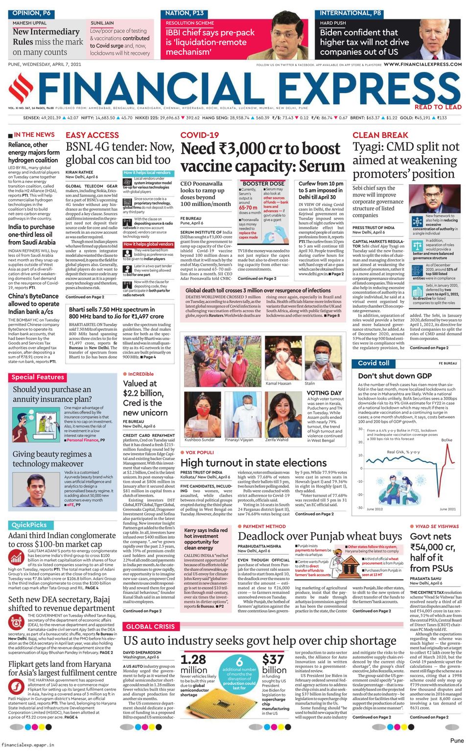 Dinamani CoimbatoreApril 07, 2021 Newspaper Get your Digital