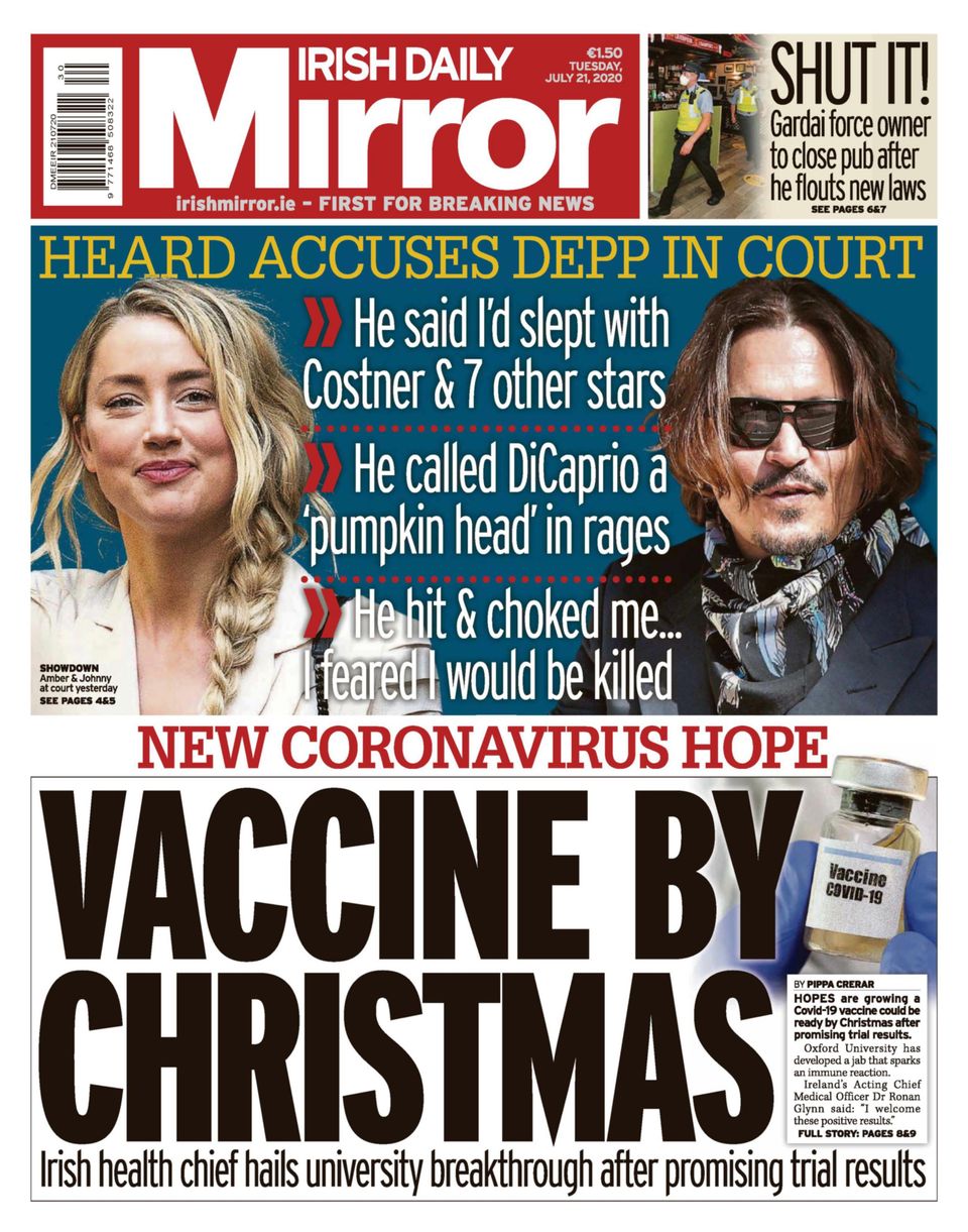 Irish Daily MirrorJuly 21, 2020 Newspaper Get your Digital Subscription