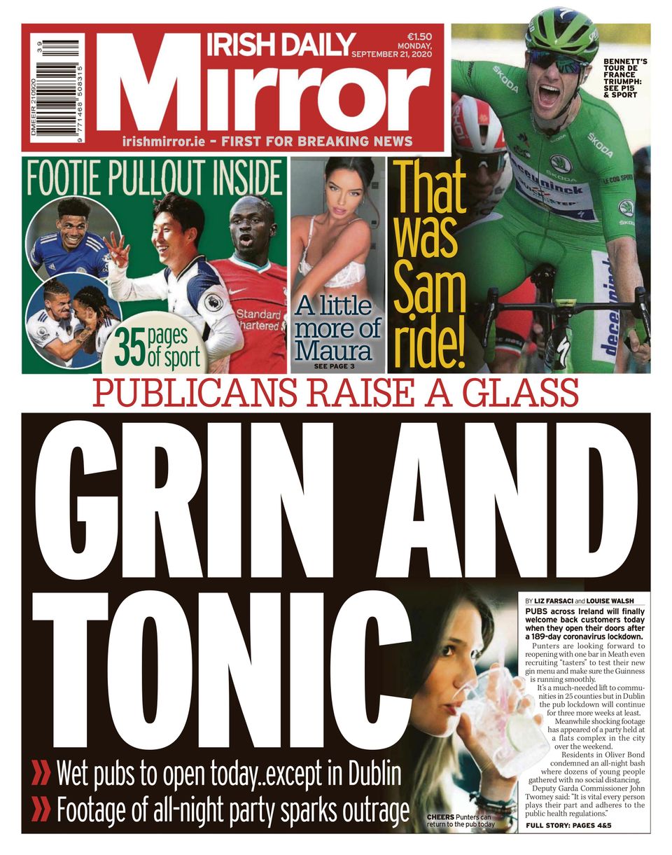 Irish Daily MirrorSeptember 21, 2020 Newspaper