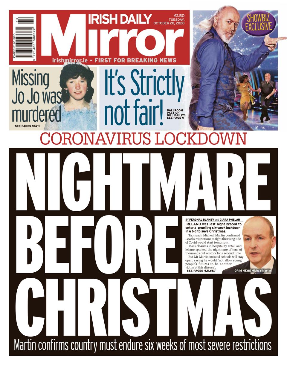 Irish Daily MirrorOctober 20, 2020 Newspaper Get your Digital Subscription