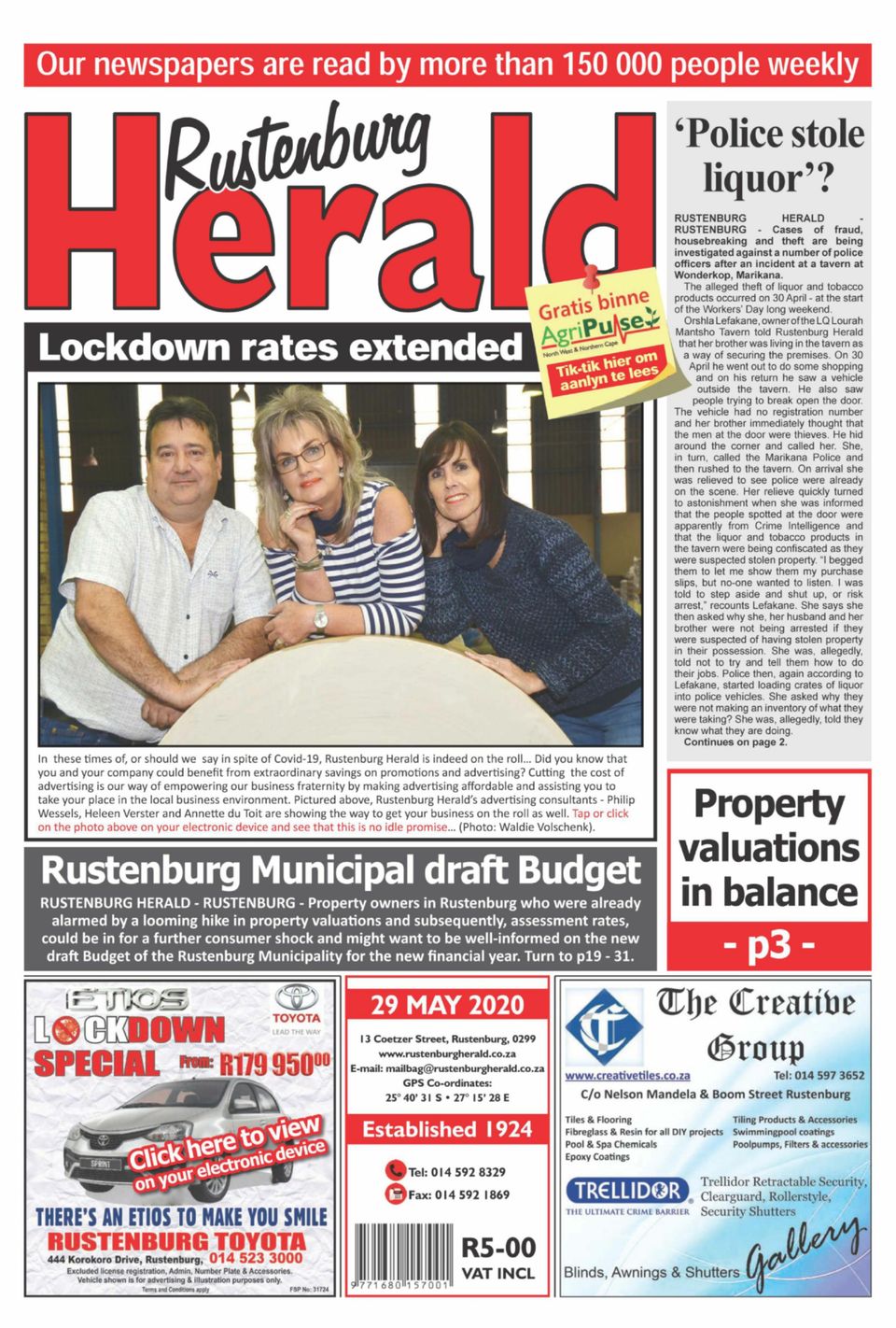 Rustenburg HeraldMay 29, 2020 Newspaper Get your Digital Subscription