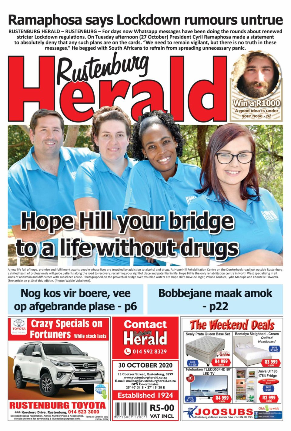 Rustenburg HeraldOctober 30, 2020 Newspaper Get your Digital