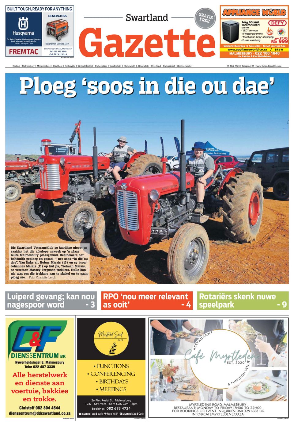 Swartland GazetteMay 30, 2023 Newspaper Get your Digital Subscription