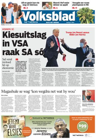 Volksblad  Cover - November 03, 2020 Edition