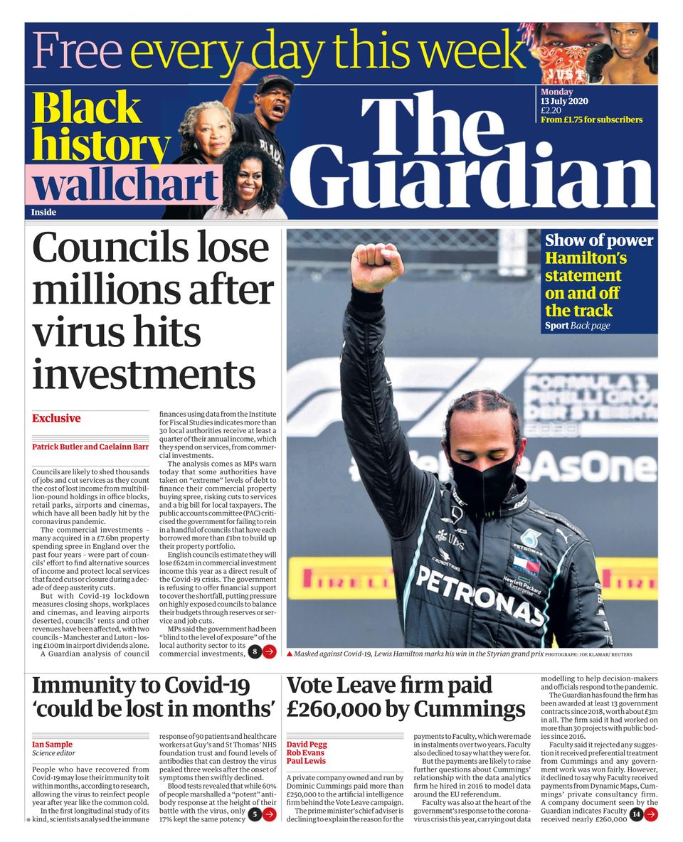 The Guardian July 13 2020 Newspaper Get Your Digital Subscription 5734