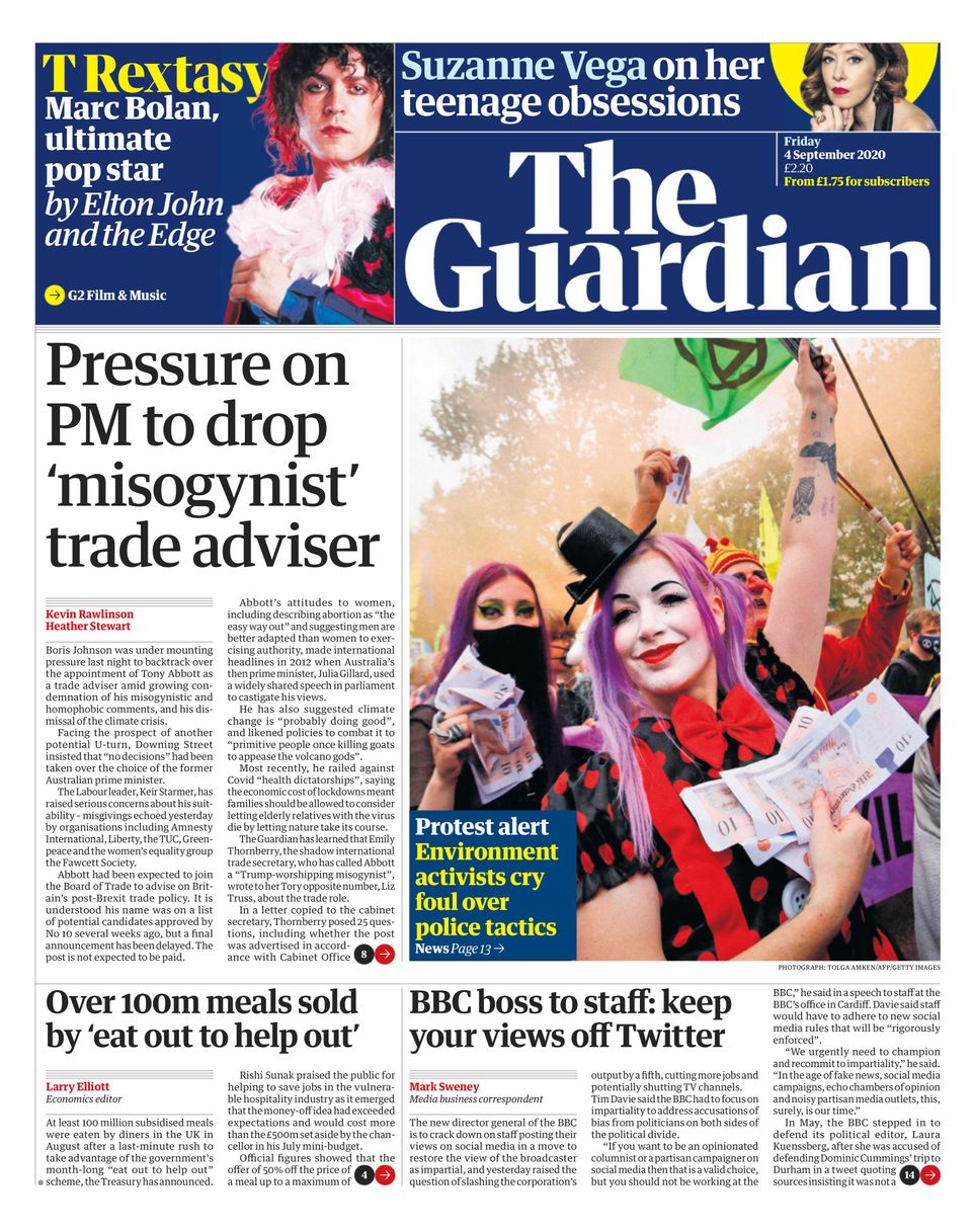 The Guardian September 04 2020 Newspaper Get Your Digital Subscription 2052