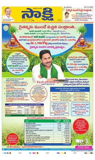 Sakshi Kurnool - December 29, 2020 Sakshi Kurnool Cover - December 29, 2020 Edition