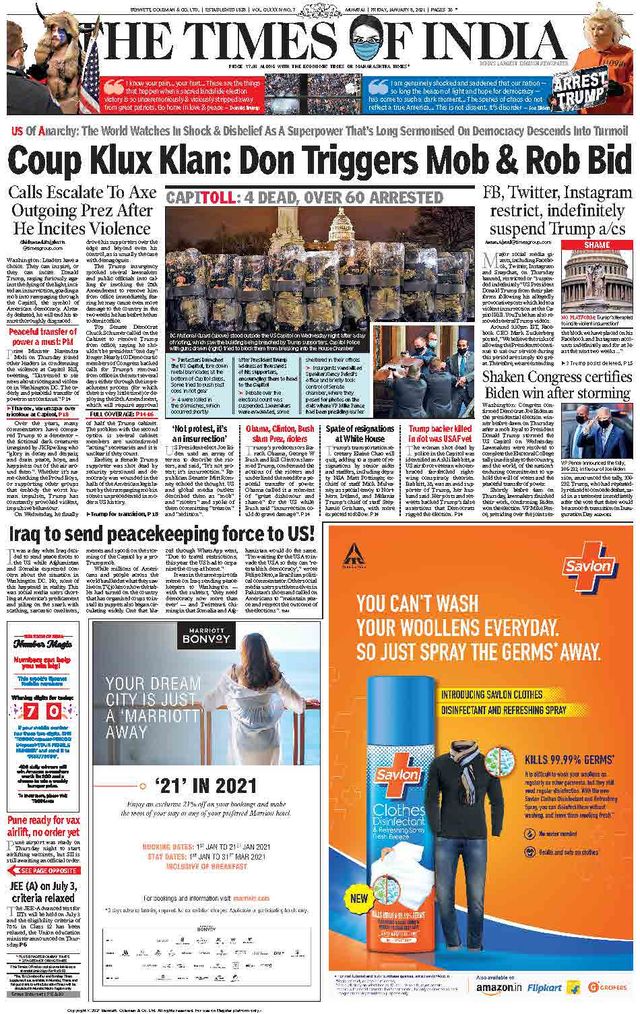 Get digital access to The Times of India Mumbai January 08, 2021
