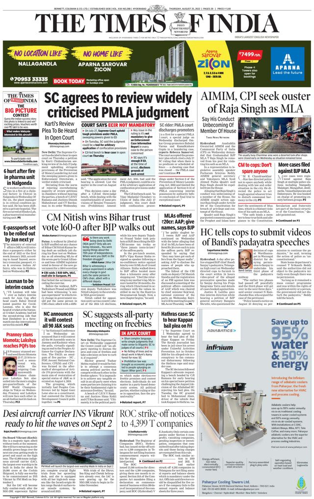 The Times of India Hyderabad