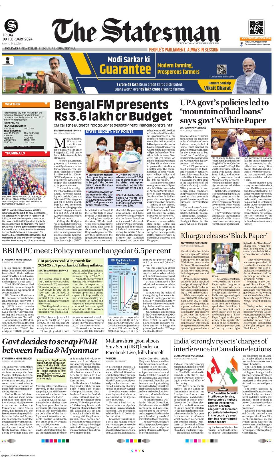 Get Digital Access To The Statesman Kolkata February 09 2024 Issue Get digital access to the statesman kolkata february 09 2024 issue