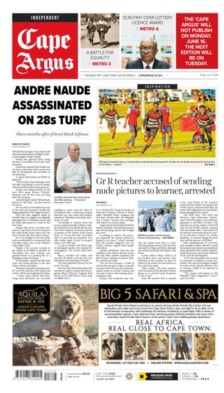Cape Argus - June 13, 2025 Cape Argus Cover - June 13, 2025 Edition
