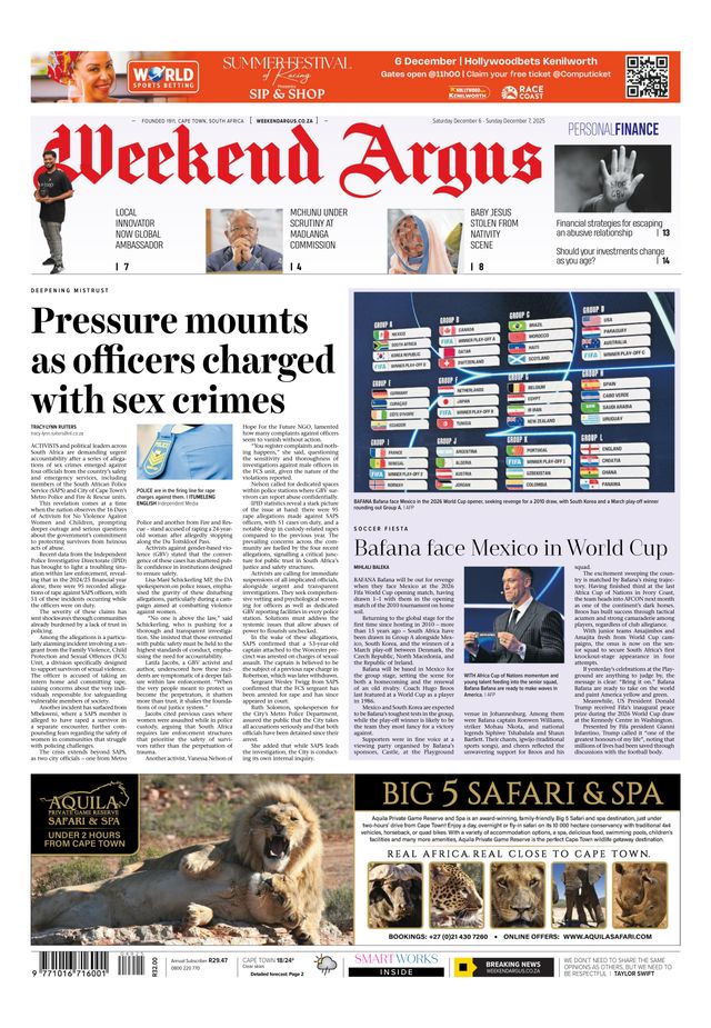 Weekend Argus on Saturday