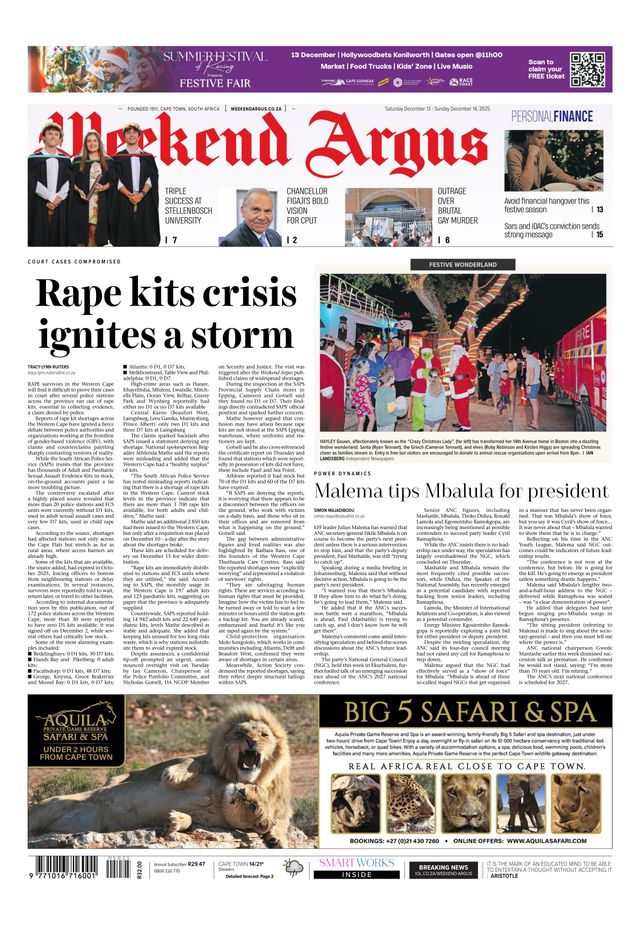 Weekend Argus on Saturday