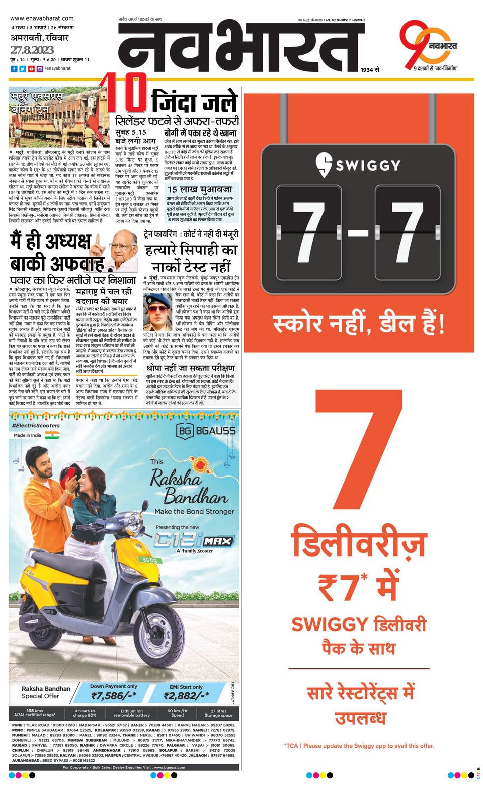Navabharat AmravatiAugust 27, 2023 Newspaper Get your Digital