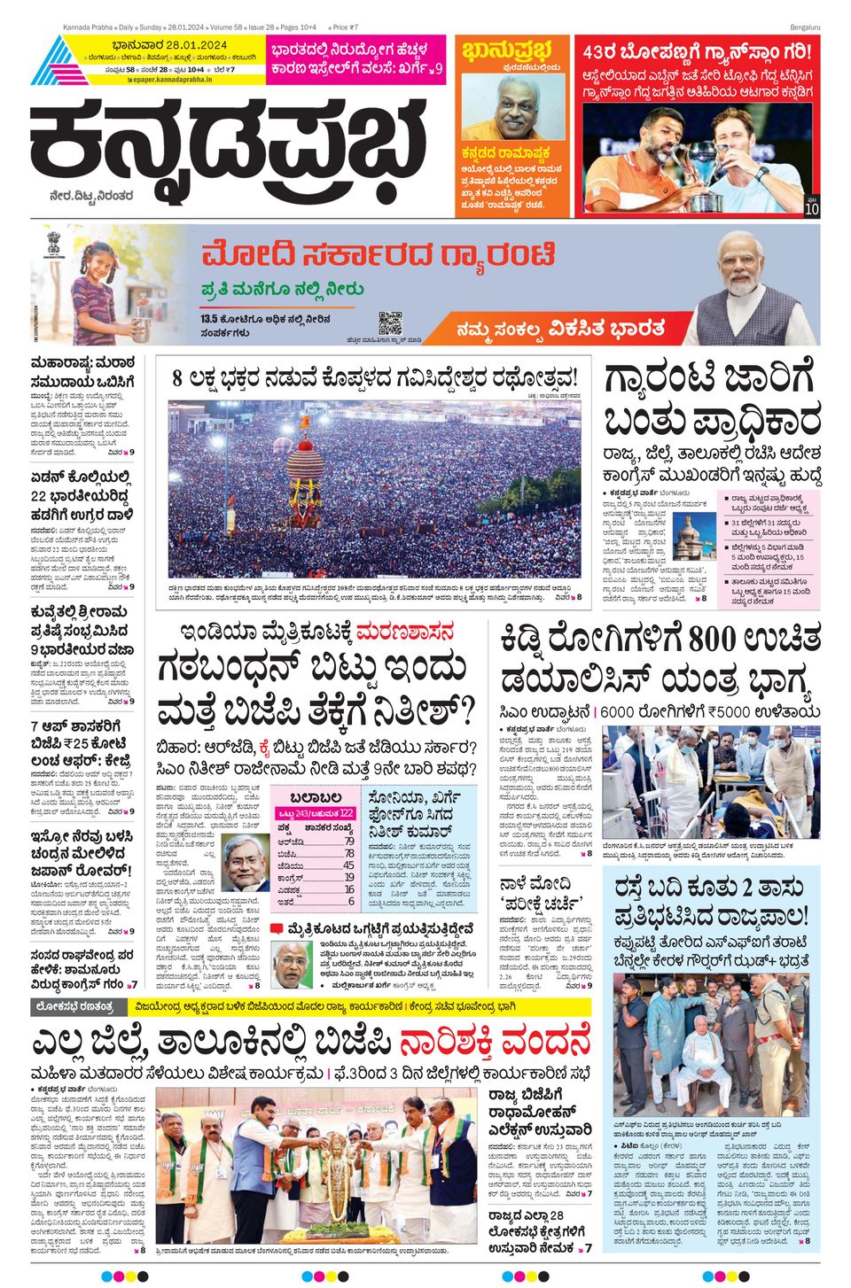 Kannada Prabha BengaluruJanuary 28, 2024 Newspaper