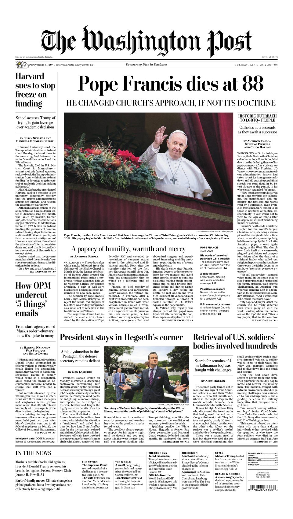 Get digital access to the washington post april 22 2025 issue