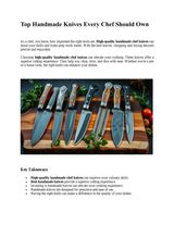 Top Handmade Knives Every Chef Should Own