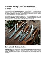 Ultimate Buying Guide for Handmade Knives