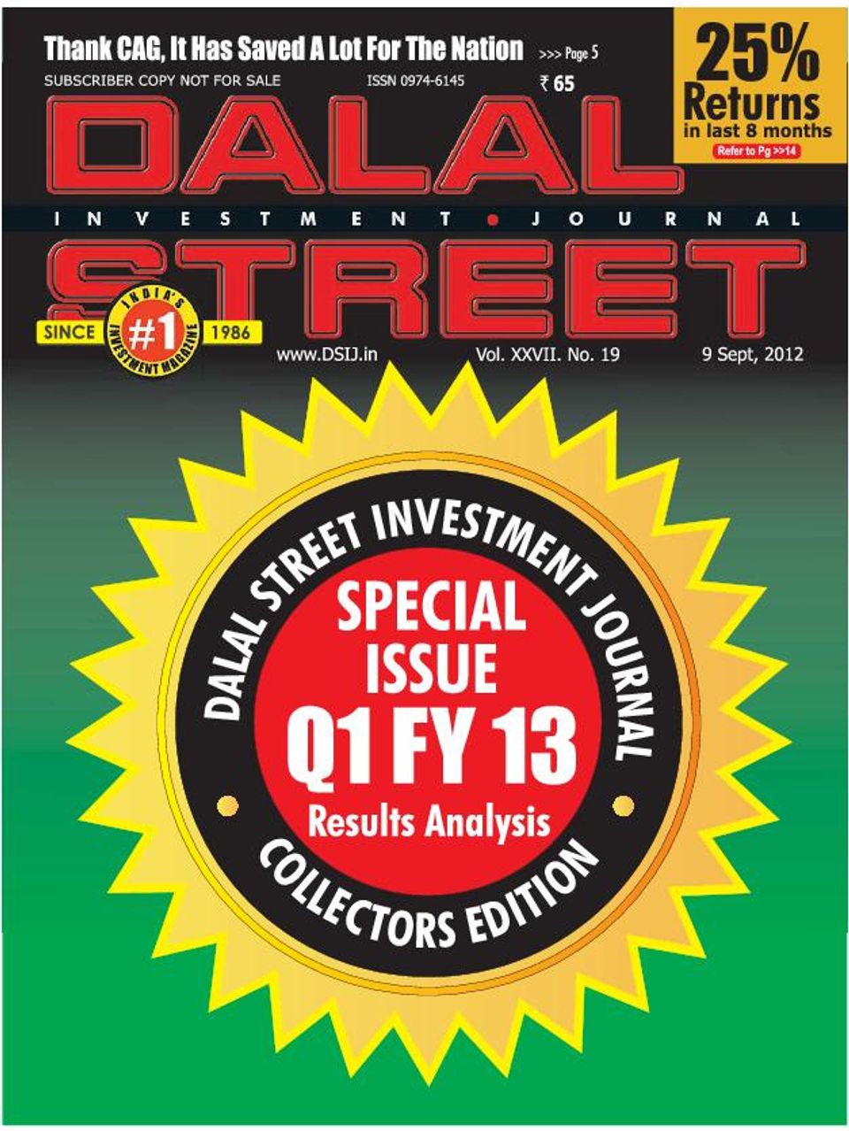 Dalal Street Investment Journal September 9 2012 Magazine Dalal Street Investment Journal September 9 2012 Magazine